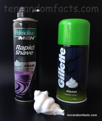 Shaving Cream, Bottle, Purple, Green, Cillette, Rapid Shave, Foam, White, Cans, Pressure, Ten Random Facts, Men, Hygiene